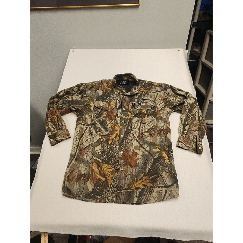 Vintage Winchester Long Sleeve Tree Camo Button Up Shirt Men's Large Vented
